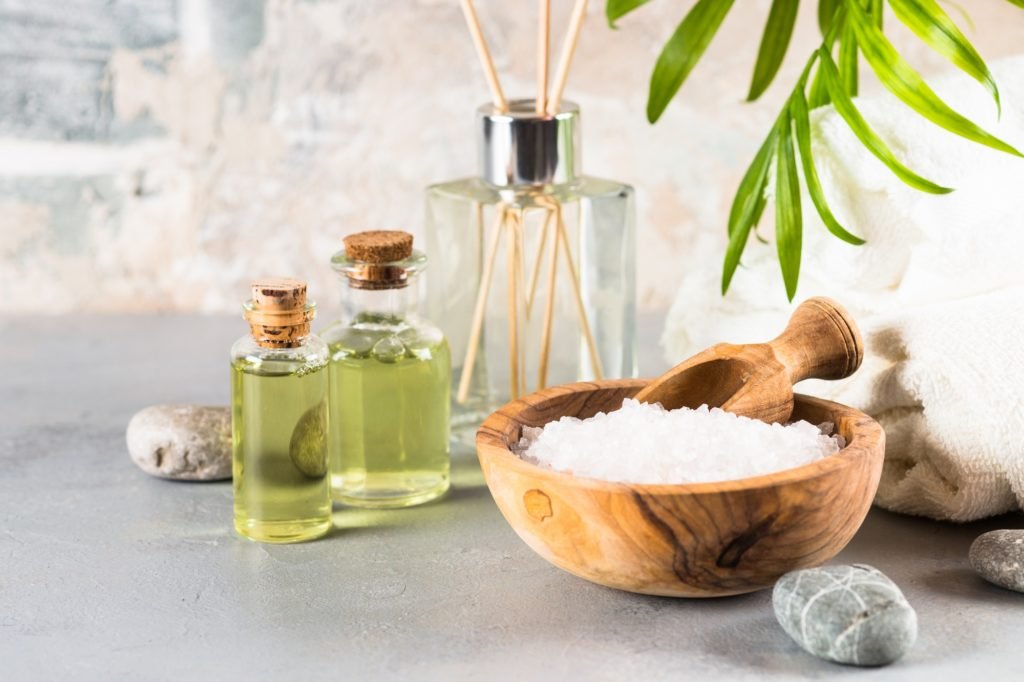 Spa treatment background, spa product on white